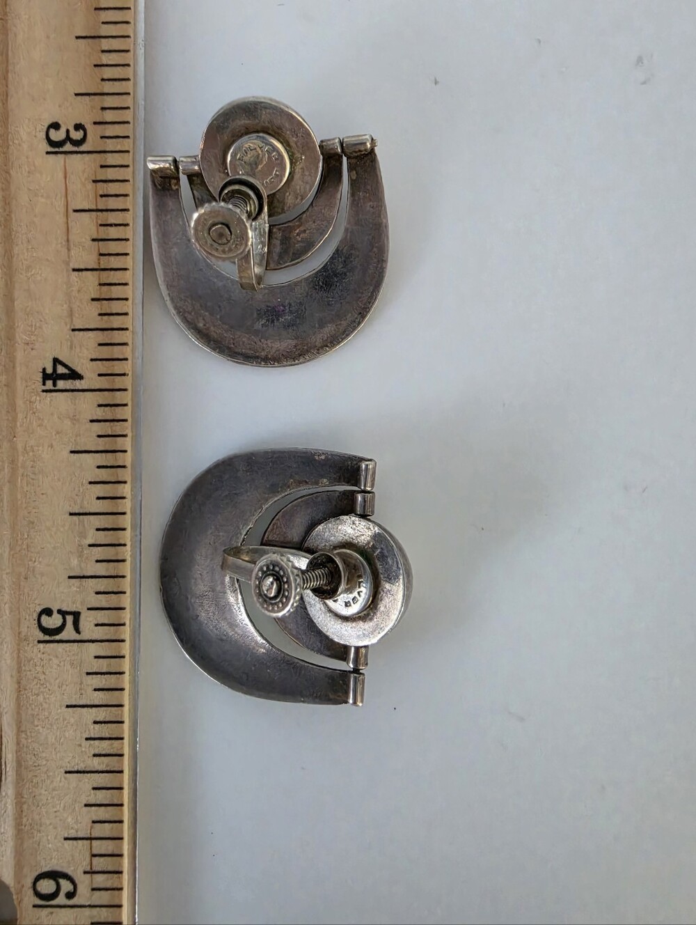 "Mexico Silver" Antique Modernist Earrings - Picture 12 of 12